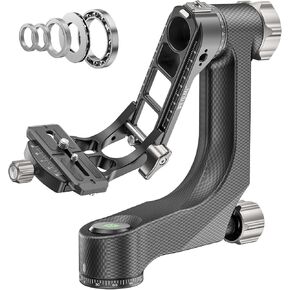 حامل ثلاثي القوائم من الكربون Gimbal من WEYLLAN PH9 مثبت احترافي عالي التحمل للكاميرا مع لوحة تحرير Arca سويسرية 1/4 بوصة و3/8 بوصة للعدسات المقربة والتصوير الفوتوغرافي للحياة البرية، تحميل 44 رطل/20 كجم in Kuwait
