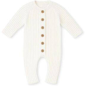 Newborn to 12 Months 100% Cotton Knitted Baby Romper Sweater, Soft Long Sleeve One-Piece Outfit for Infant in Kuwait