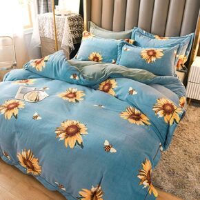 4 Piece Bedding Set,High-end Brocade Velvet Milk Velvet Four-Piece Baby Velvet French Coral Quilt Cover Bed Flannel Winter-Youth_2.0m Bed in Kuwait