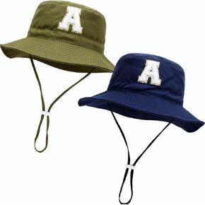 2 Pack Toddler Baby Kids Sun Hat UPF 50+ Adjustable Bucket Hat with Wide Brim Beach Cap for Boys Girls 6-24M 2-7Y Outdoor in Kuwait