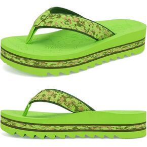 ONCAI Flip Flops for Women, Fashion Printed Platform Sandals Woman with Arch Support Yoga Mat Cushion, Lightweight Summer Beach Outdoor Chunky Non-Slip Rubber Soles US Size 5-11 in Kuwait