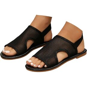 Summer Mesh Sandals Holow Out Breathable Slingback Flat Sandals Casual Soft Lightweight Holiday Outdoor Beach Shoes in Kuwait