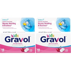 GRAVOL Children's 18 Quick Dissolve CHERRY Chewable Tablets for Anti-Vomiting/Nausea Dye Free in Saudi Arabia