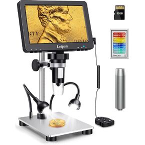 مجهر رقمي LCD مقاس 7 بوصات 1200X، مجهر عملة Leipan بدقة 12 ميجابكسل للبالغين، مجهر 1080P مع 12 شريحة، متوافق مع نظام التشغيل Windows/Mac (بطاقة 32 جيجابايت) in Kuwait