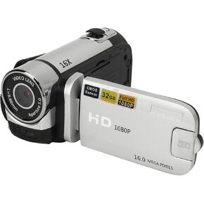 Sanpyl Video Camera Camcorder, 1080P 16MP 16X Zoom 2.4 Inch Rotatable Screen Camcorder, Handheld Video Recorder with Fill Light & 1/4 inch Thread Hole for Teens Beginner Adult (Silver) in Kuwait