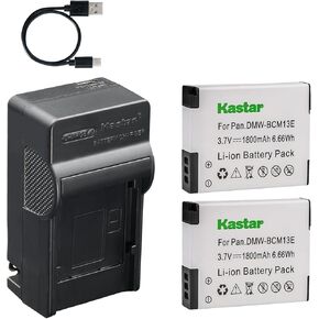 بطارية Kastar مكونة من قطعتين وشاحن تيار متردد وUSB-C متوافق مع كاميرا BCM13 لباناسونيك لوميكس FT5 FT6 FT7 TS5 TS6 TS7 TZ40 TZ55 TZ60 TZ70 ZS30 ZS40 ZS50 LZ40 كاميرا رقمية in Kuwait