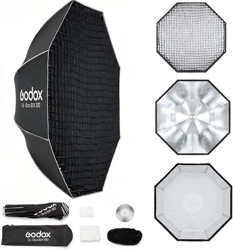 صندوق Godox UL-Octa مقاس 60 سم / 23.6 بوصة، صندوق Softbox مثمن مثبت على بوينز، مع ناشر/مقبض/لوحة ناشر، صندوق Godox Softbox لـ Godox Amaran Neewer (صندوق UL-Octa 60) in Kuwait