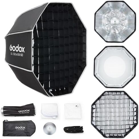 Godox UL-Octa Box 90cm Bowens Mount Softbox, 35.4" Quick Release Octagonal Umbrella Softbox with Diffuser Plate, Edge Mask & Honeycomb Grid, Professional Light Modifier in Saudi Arabia