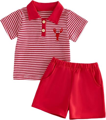 Toddler Baby Boy Outfits Safari Wild Animal Print Clothes Short Sleeve Shirts Top Shorts 2pcs Clothing Set Summer in Kuwait