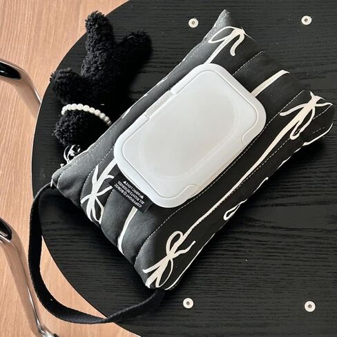 Sturdy Cotton Wet Tissue Pack With Elegant Stripes And Bowknot Home Accessory For Nursery And Diaper Bags Office Supplies Wet Wipe Dispenser in Saudi Arabia