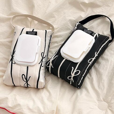 Sturdy Cotton Wet Tissue Pack With Elegant Stripes And Bowknot Home Accessory For Nursery And Diaper Bags Office Supplies Wet Wipe Dispenser in Saudi Arabia