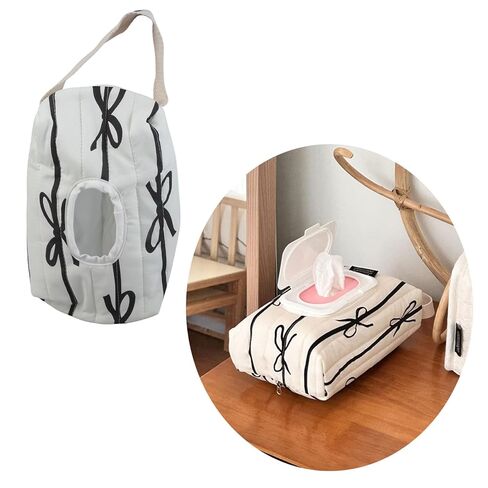 Sturdy Cotton Wet Tissue Pack With Elegant Stripes And Bowknot Home Accessory For Nursery And Diaper Bags Office Supplies Wet Wipe Dispenser in Saudi Arabia