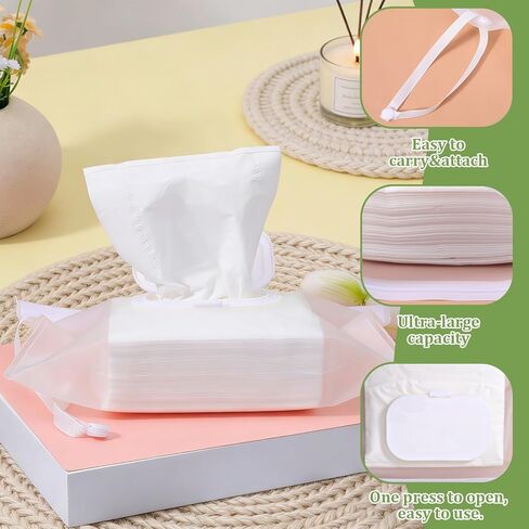 JJUNW 3 PCS Baby Wipes Dispenser Holder, Portable Reusable Wipes Pouch Waterproof & Dustproof Refillable Baby Wet Wipes Pouch Container Wipe Travel Case Keeps Wipes Fresh in Kuwait