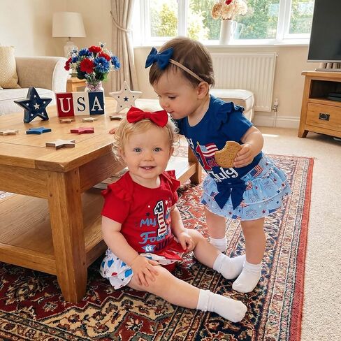 My First 4th of July Baby Girl Outfits Cute Short Sleeve Romper Popsicle/Firework Print Dress Skirt Headband Sets in Saudi Arabia