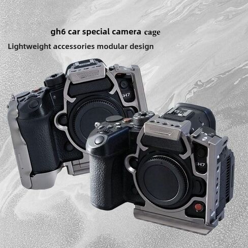 Camera Cage for GH7/GH6, A Lightweight Aluminum Stabilizer with A Cold Shoe Mount, Arca-Swiss Quick-Release Plate, and 1/4-inch Threaded Hole, Suitable for Gimbals and Video Shooting (Titanium) in Kuwait