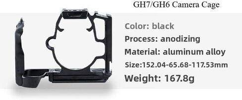 Camera Cage for GH7/GH6, A Lightweight Aluminum Stabilizer with A Cold Shoe Mount, Arca-Swiss Quick-Release Plate, and 1/4-inch Threaded Hole, Suitable for Gimbals and Video Shooting (Titanium) in Kuwait