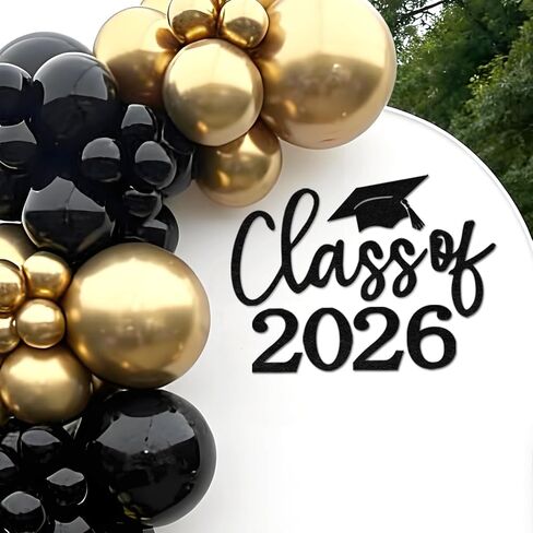 علامة فئة 2026 للخلفية - علامة ملصق فئة 2026 Congrats Grad للتخرج، قوس بالون التخرج، خلفية زينة حفلات التخرج، دعائم الصور (ذهبي لامع) in Kuwait