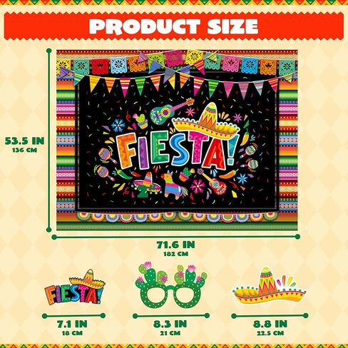 JOYIN Fiesta Theme Photography Backdrop with Studio Props Kit, Fiesta Theme Photography Backdrop, Fiesta Photo Booth Background for Mexican Theme Birthday Party Supplies, Mexican Decoration. in Kuwait