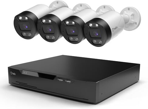 نظام كاميرا مراقبة Helix 5MP POE خارجي، 8CH POE NVR، 4 قطع كاميرات رصاصة 5MP، كاميرات IP رصاصة معدنية IP66، ميكروفون مدمج، القرص الصلب غير متضمن، HLX-NV3808E-B102EW-AI4 in Kuwait