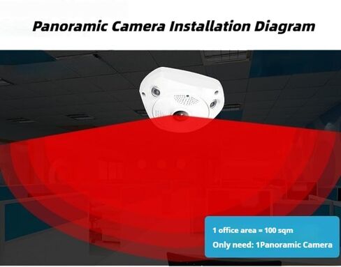 360° Panoramic Fisheye Security Camera, 1280x960 HD WiFi IP Camera, Night Vision, Motion Detection, 2-Way Audio, Remote View, Ceiling Mount Indoor Surveillance Camera for Home Office in Kuwait
