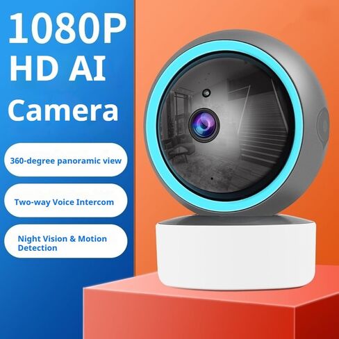 1080P HD Indoor Security Camera, 360° Pan/Tilt WiFi Smart Camera with Night Vision, 2-Way Audio, Motion Detection, Pet Camera/Baby Monitor with Phone App, Cloud/TF Card Storage in Kuwait