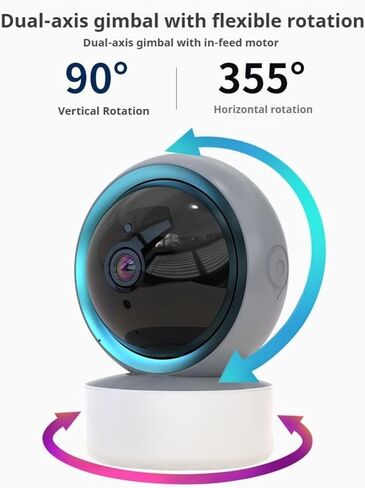 1080P HD Indoor Security Camera, 360° Pan/Tilt WiFi Smart Camera with Night Vision, 2-Way Audio, Motion Detection, Pet Camera/Baby Monitor with Phone App, Cloud/TF Card Storage in Kuwait