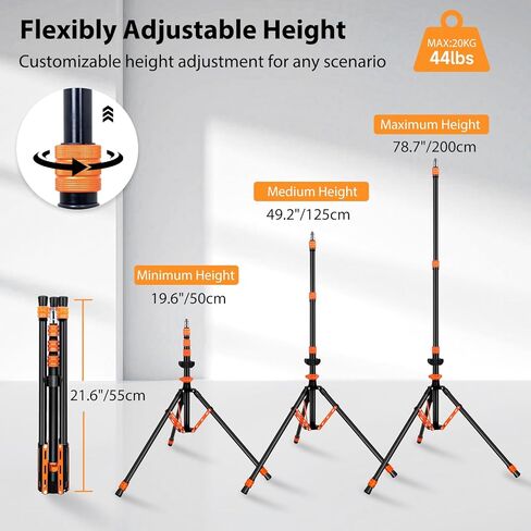 Light Stand Photography, 6.5ft/200cm Removable Center Column Tripod Stand with Storage Bag & Sandbag, 2-in-1 Portable Aluminum Tripod Light Stand for Video Lighting, Flash, Strobe, Softbox in Saudi Arabia