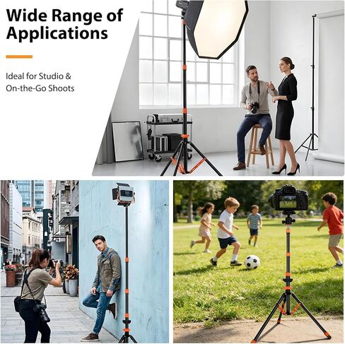 Light Stand Photography, 6.5ft/200cm Removable Center Column Tripod Stand with Storage Bag & Sandbag, 2-in-1 Portable Aluminum Tripod Light Stand for Video Lighting, Flash, Strobe, Softbox in Saudi Arabia