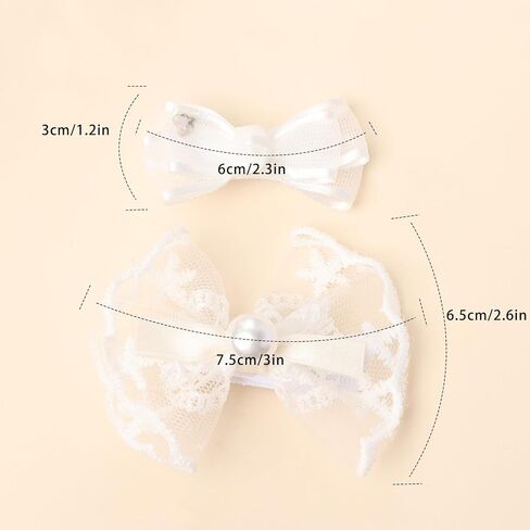 White Mesh Flower Girl Hairpin Pearl Bow Embroidery Baby Clip Lace Handmade Hair Accessories Birthday Gift Party Performance Holiday Travel for Kids Girls Head Barrette (Pearl Lace Bow, Medium) in Saudi Arabia
