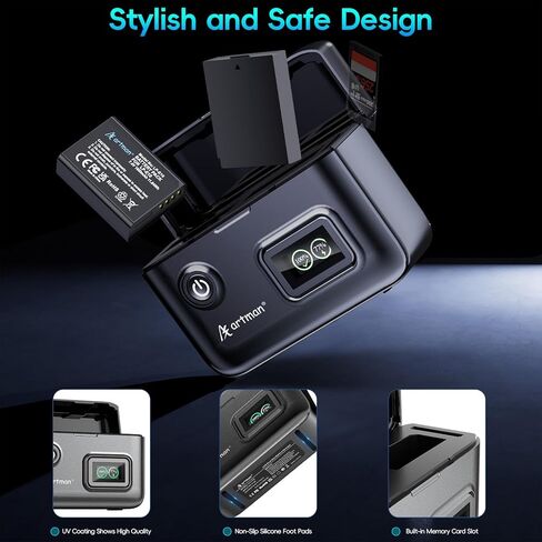 Artman LP-E10 بطارية 1600 مللي أمبير في الساعة 2 حزمة و1.5 ساعة 2-فتحة شاحن LCD لكاميرا Canon EOS Rebel T7 T6 T5 T3 T100، Kiss X50 X70 X70 X80 X90، EOS 1100D 1200D 1300D 1500D 2000D 3000D 4000D كاميرا، بطارية النسبة المئوية in Kuwait
