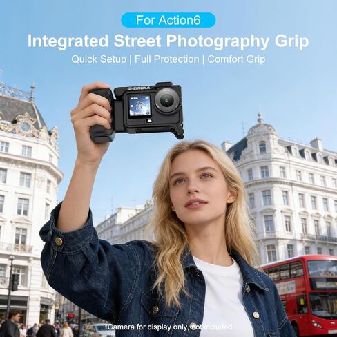 مجموعة مقبض مقبض لـ DJI Osmo Action 6، حامل مقبض الكاميرا قفص إطار واقي مع زر مصراع، حذاء بارد، حزام معصم، إطلاق سريع، خفيف الوزن وسهل الحمل in Kuwait
