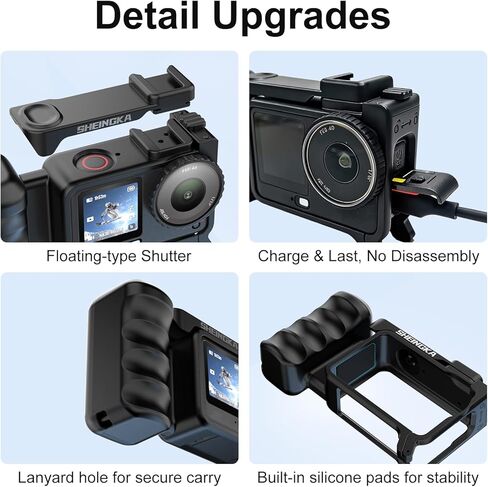 مجموعة مقبض مقبض لـ DJI Osmo Action 6، حامل مقبض الكاميرا قفص إطار واقي مع زر مصراع، حذاء بارد، حزام معصم، إطلاق سريع، خفيف الوزن وسهل الحمل in Kuwait