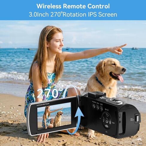 ORDRO Z36 Video Camera Camcorder 4K 64MP Vlogging Camera for YouTube 18X Digital Zoom Camera 3.0''Flip Screen, IR Night Vision, Includes 2 Batteries+Tripod in Kuwait