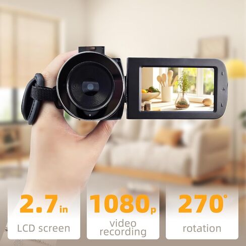 كاميرا فيديو Flylin 4K، كاميرا 64 ميجابكسل، شاشة IPS HD 3.0 بوصة، تكبير رقمي 28X، شاشة دوران 180 درجة، وظيفة ليلية ملونة، كاميرا تسجيل فيديو لليوتيوب، كاميرا رقمية (أسود) in Kuwait