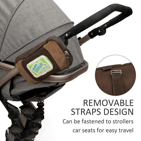 SONARIN Baby Wet Wipe Pouch,Portable Baby Wet Wipes Dispenser Holder Travel Wet Wipes Bag Container Reusable Baby Wipe Case Carrying Pouch for Baby and Adult(Brown) in Saudi Arabia