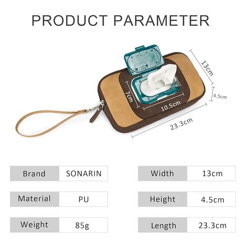 SONARIN Baby Wet Wipe Pouch,Portable Baby Wet Wipes Dispenser Holder Travel Wet Wipes Bag Container Reusable Baby Wipe Case Carrying Pouch for Baby and Adult(Brown) in Saudi Arabia