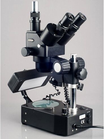 AmScope SH-2T-SL-DK مجهر تكبير ستيريو ثلاثي العينيات احترافي، عدسات WF10x، تكبير 10X-40X، هدف تكبير 1X-4X، إضاءة علوية/سفلية/جانبية، 110 فولت-120 فولت، يشمل مكثف Darkfield in Kuwait