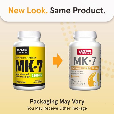 Jarrow Formulas MK-7 180 mcg - Bioactive Form of Vitamin K2 - 30 Servings (Softgels) - For Bone & Cardiovascular Health - Vitamin K2 MK-7 Dietary Supplement - K2 Vitamin Supplement MK-7 - Gluten Free in Saudi Arabia