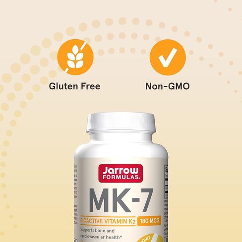 Jarrow Formulas MK-7 180 mcg - Bioactive Form of Vitamin K2 - 30 Servings (Softgels) - For Bone & Cardiovascular Health - Vitamin K2 MK-7 Dietary Supplement - K2 Vitamin Supplement MK-7 - Gluten Free in Saudi Arabia