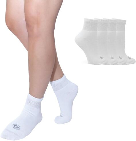 Doctor's Choice Women's Diabetic Socks, Non-Binding, Circulatory, Cushioned, Crew Socks for Swollen Feet, 4 Pack, Grey, Shoe Size 6-10, Diabetic Socks for Women Size 9-11 in Saudi Arabia