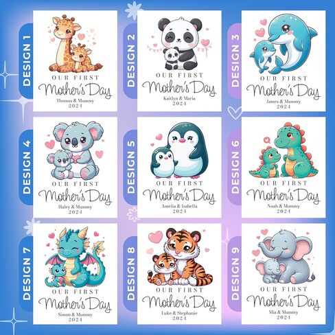 Custom Our First Mother’s Day Matching Outfit Set with Cute Animals – Personalized Mom Shirt and Baby Onesie – 9 Animal Design Options – Customized Mommy Tee and Baby Bodysuit in Kuwait
