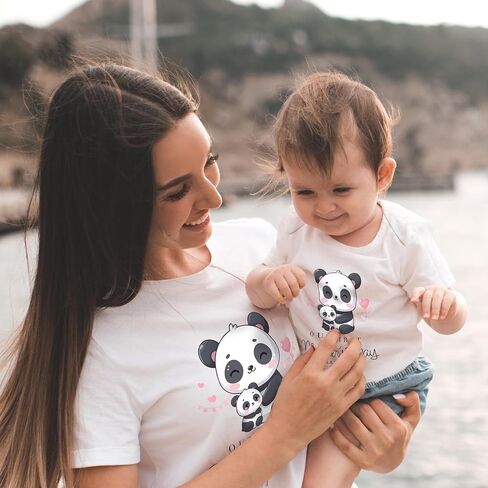 Custom Our First Mother’s Day Matching Outfit Set with Cute Animals – Personalized Mom Shirt and Baby Onesie – 9 Animal Design Options – Customized Mommy Tee and Baby Bodysuit in Kuwait