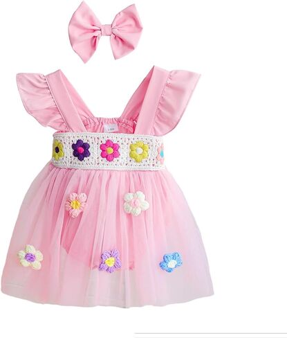 Madjtlqy Newborn Baby Girl Clothes Sleeveless Floral Romper Dress Jumpsuit Summer Infant Outfits 0 3 6 9 12 18 Months in Saudi Arabia
