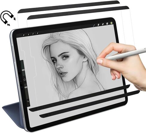 2 Pack Magnetic Paper Screen Protector for iPad Pro 12.9 Inch 6th/5th/4th/3rd Generation, Pencil-feel, Paper-texture, Like-paper, Washable, Anti-Glare, Removable Paper-film for Drawing in Kuwait