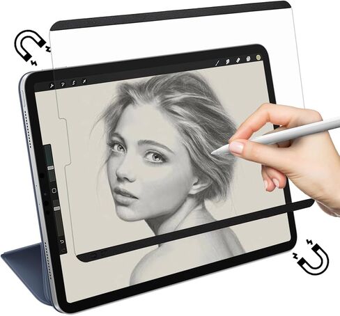 2 Pack Magnetic Paper Screen Protector for iPad Pro 12.9 Inch 6th/5th/4th/3rd Generation, Pencil-feel, Paper-texture, Like-paper, Washable, Anti-Glare, Removable Paper-film for Drawing in Kuwait
