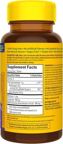 Nature Made Wellblends Back to Sleep, Melatonin 1 mg, L theanine 100 mg, and GABA 100mg, Sleep Supplement, 40 Fast Dissolve Tablets in Kuwait