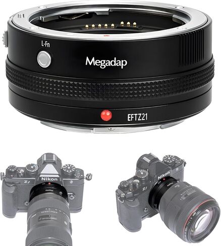 محول عدسة التركيز التلقائي Megadap EFTZ21 فتحة إلكترونية مدمجة متوافقة مع كاميرا Nikon Z Zf Z6III Z9 Z8 Z7 Z6 Z7II Z6II Z5 Z50 ZFC لعدسة Canon EOS EF Sigma Tamron EF Series (EFTZ 21) in Kuwait