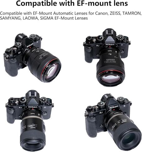 محول عدسة التركيز التلقائي Megadap EFTZ21 فتحة إلكترونية مدمجة متوافقة مع كاميرا Nikon Z Zf Z6III Z9 Z8 Z7 Z6 Z7II Z6II Z5 Z50 ZFC لعدسة Canon EOS EF Sigma Tamron EF Series (EFTZ 21) in Kuwait