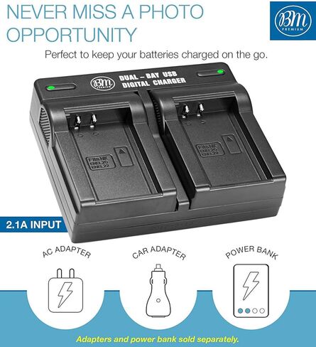 BM Premium Pack of 2 ENEL20, EN-EL20a Batteries and USB Dual Battery Charger for Nikon Coolpix P950, P1000, P1100, DL24-500, Coolpix A, 1 AW1, 1 J1, 1 J2, 1 J3, 1 S1, 1 V3 Digital Camera in Kuwait