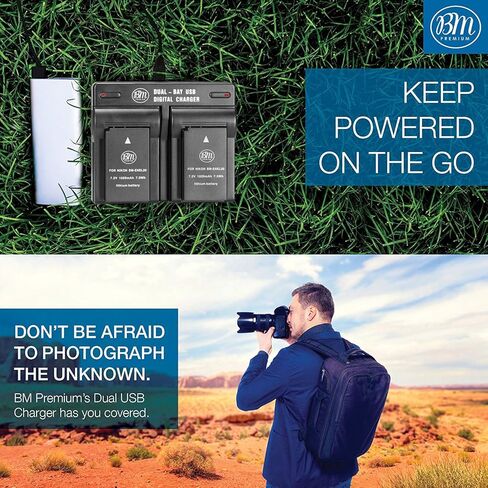BM Premium Pack of 2 ENEL20, EN-EL20a Batteries and USB Dual Battery Charger for Nikon Coolpix P950, P1000, P1100, DL24-500, Coolpix A, 1 AW1, 1 J1, 1 J2, 1 J3, 1 S1, 1 V3 Digital Camera in Kuwait